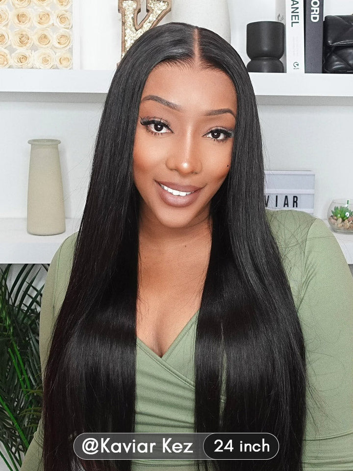 CurlyMe 9x6 HD Lace M-cap Wear Go Glueless Mini Knots Straight Hair Pre-cut Lace Front Wig Pre-plucked