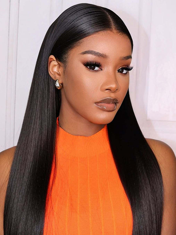 CurlyMe Pre-Bleached Knots 13x4/13x6 HD Lace Straight Human Hair Wear Go Glueless Wig With Elastic Draw-string