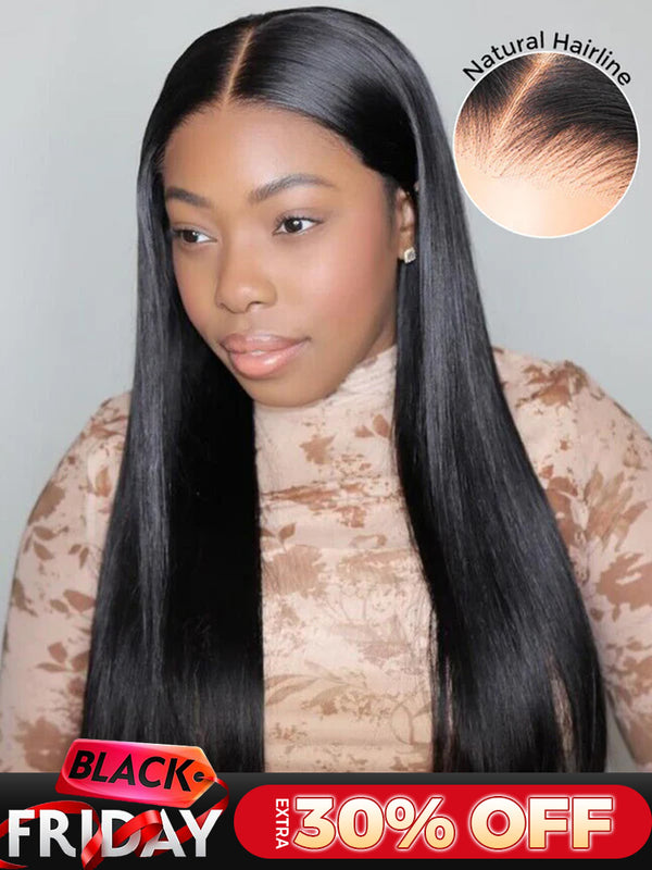 CurlyMe Pre-bleached Straight Hair Wear Go Glueless Wig 7x5 Pre-cut HD Lace Pre-plucked