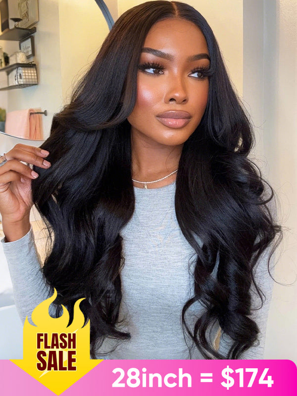CurlyMe Pre-bleached Body Wave Hair Wear Go Glueless Wig 7x5 Pre-cut HD Lace Pre-plucked