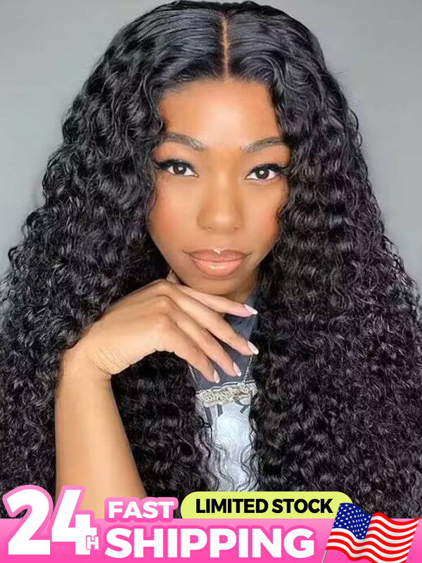 CurlyMe Pre-bleached Water Wave Wear Go Glueless Pre-cut HD Lace Wig Pre-plucked