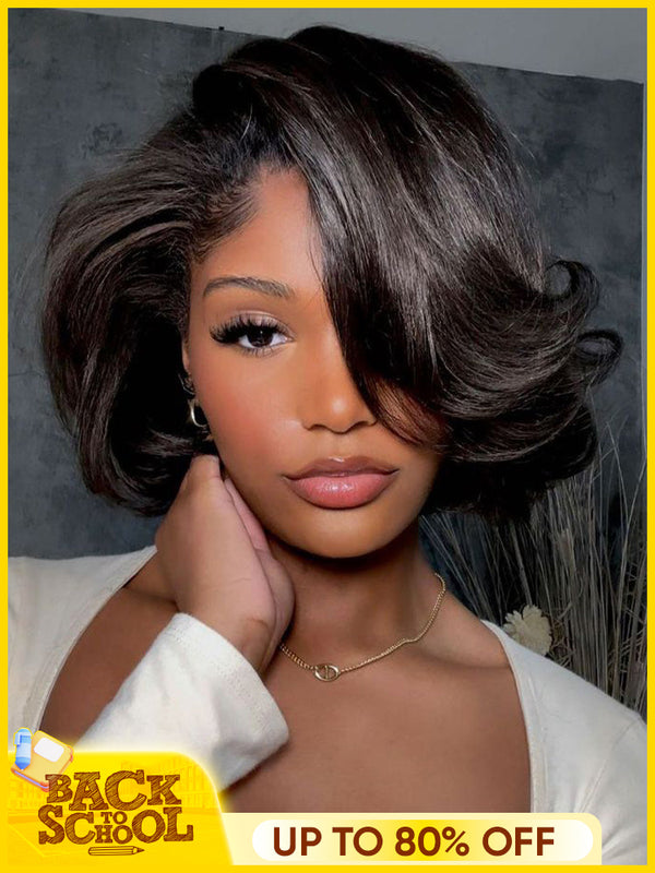 CurlyMe Wear Go Blow Out Straight Bob 7x5 HD Lace Glueless Wig Pre-Bleached Tiny Knots