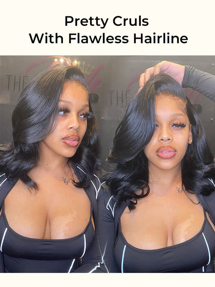 CurlyMe Pre-bleached Body Wave Hair Wear Go Bob Wig 7x5 Pre-cut HD Lace Pre-plucked
