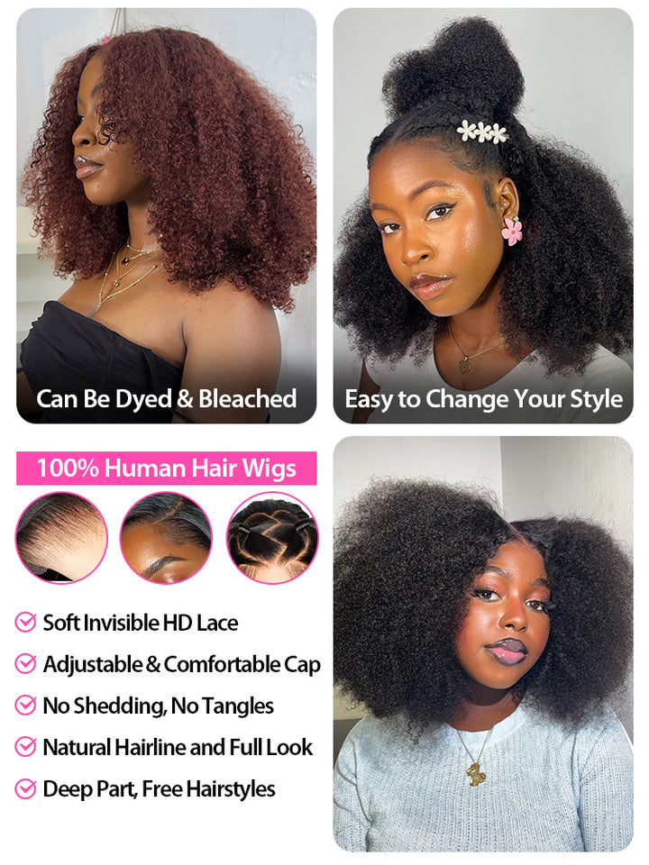 CurlyMe Trendy Kinky Curly Hair 13x4 Lace Front  Wigs Cute Curls