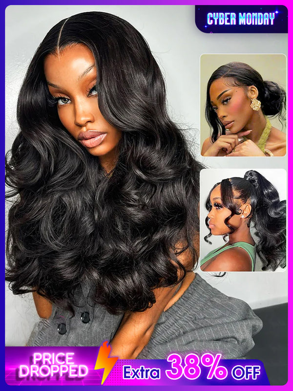 CurlyMe 360 Fit Pre-Cut Lace Wear Go Pre-Bleached Body Wave Human Hair Pre-Plucked Wig