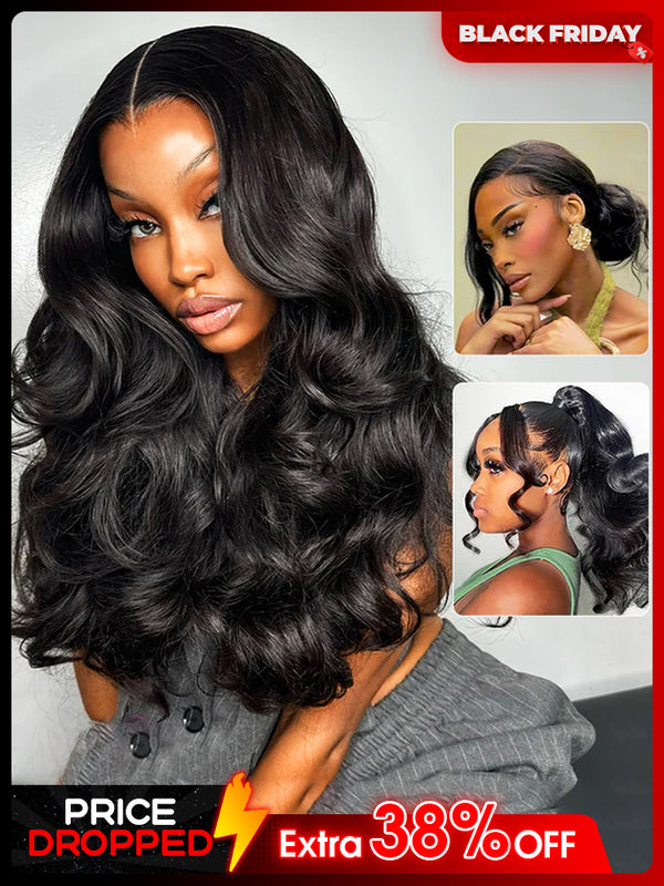 CurlyMe 360 Fit Pre-Cut Lace Wear Go Pre-Bleached Body Wave Human Hair Pre-Plucked Wig