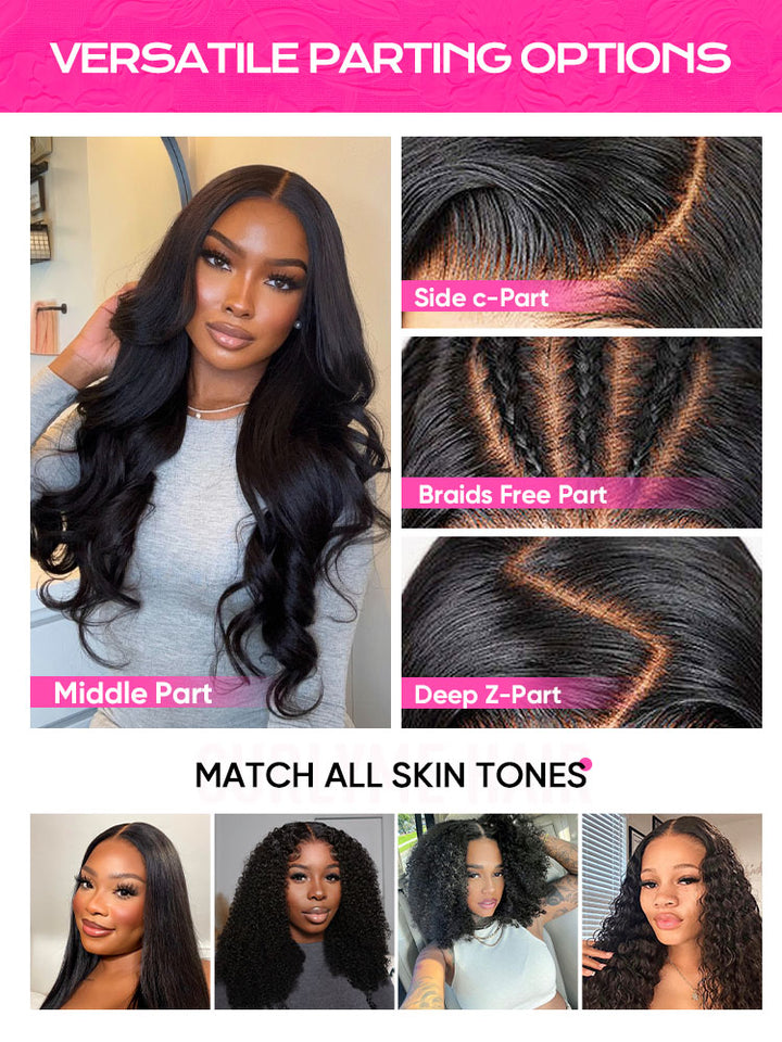 CurlyMe Pre-bleached Body Wave Hair Wear Go Glueless Wig 7x5 Pre-cut HD Lace Pre-plucked