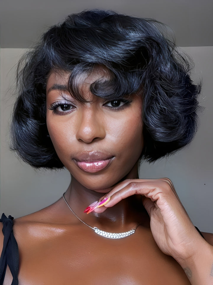 CurlyMe Wear Go Blow Out Straight Bob 7x5 HD Lace Glueless Wig Pre-Bleached Tiny Knots