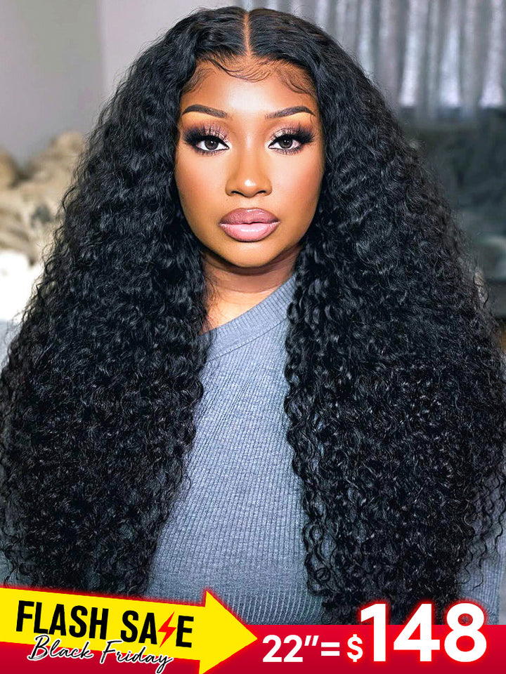 CurlyMe Pre-bleached Wear Go Glueless Wig 9x6 Pre-cut Lace Water Wave Human Hair