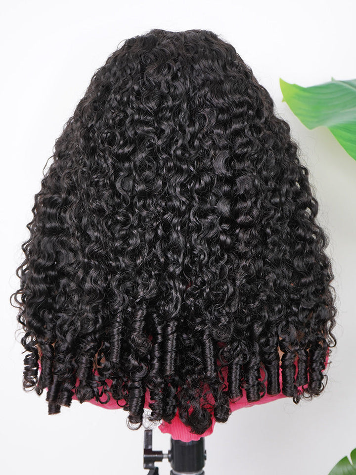CurlyMe Pre-bleached Wear Go Glueless Wig 7x5 Pre-cut HD Lace Burmese Curly Human Hair