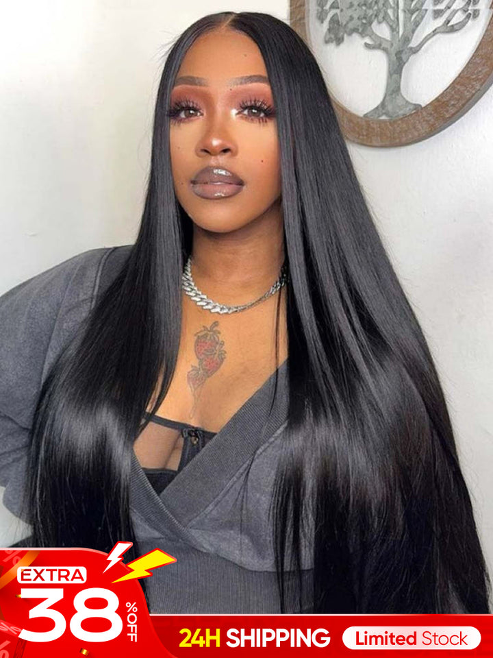 [Clearance Sale] CurlyMe Pre-bleached 250% Density Straight Hair Wear Go Glueless Wig Pre-cut Lace Pre-plucked