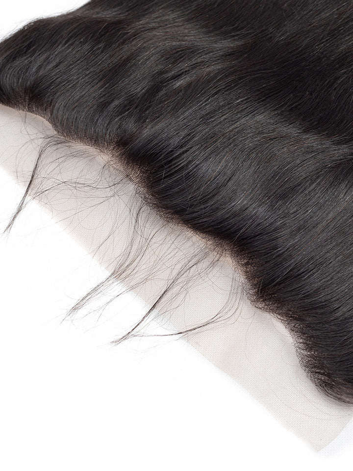 CurlyMe Straight Virgin Human Hair 13x4 Lace Frontal Natural Black