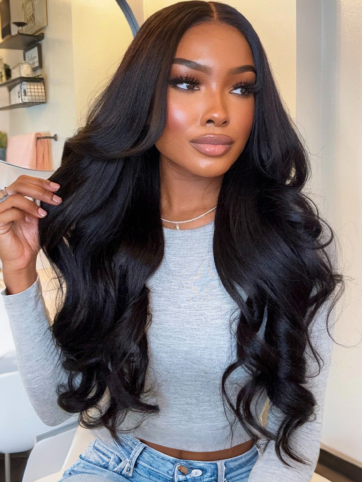 CurlyMe Pre-bleached Body Wave Hair Wear Go Glueless Wig 7x5 Pre-cut HD Lace Pre-plucked