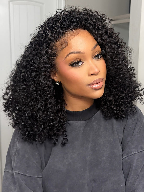 CurlyMe 3 In 1 Half Wig Human Hair Flip Over Wig With Adjustable String Beginner Friendly