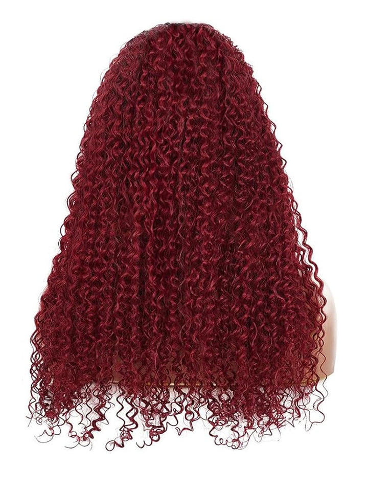 CurlyMe Throw And Go 99J Burgundy Color Kinky Curly Headband Wig Glueless No Lace