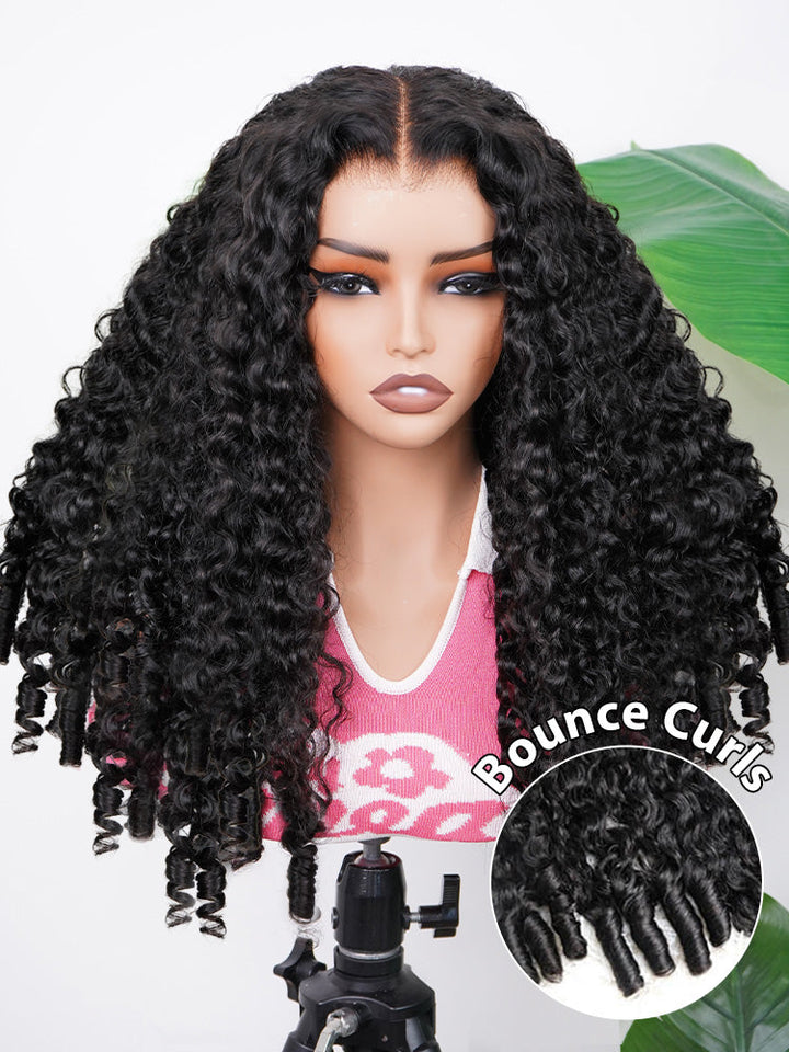 CurlyMe Pre-bleached Wear Go Glueless Wig 7x5 Pre-cut HD Lace Burmese Curly Human Hair