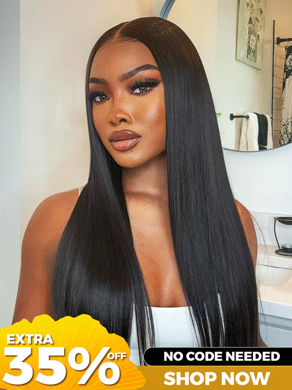 [Clearance Sale] CurlyMe Pre-bleached Straight Hair Wear Go Glueless Wig 6x4 Pre-cut Lace Pre-plucked