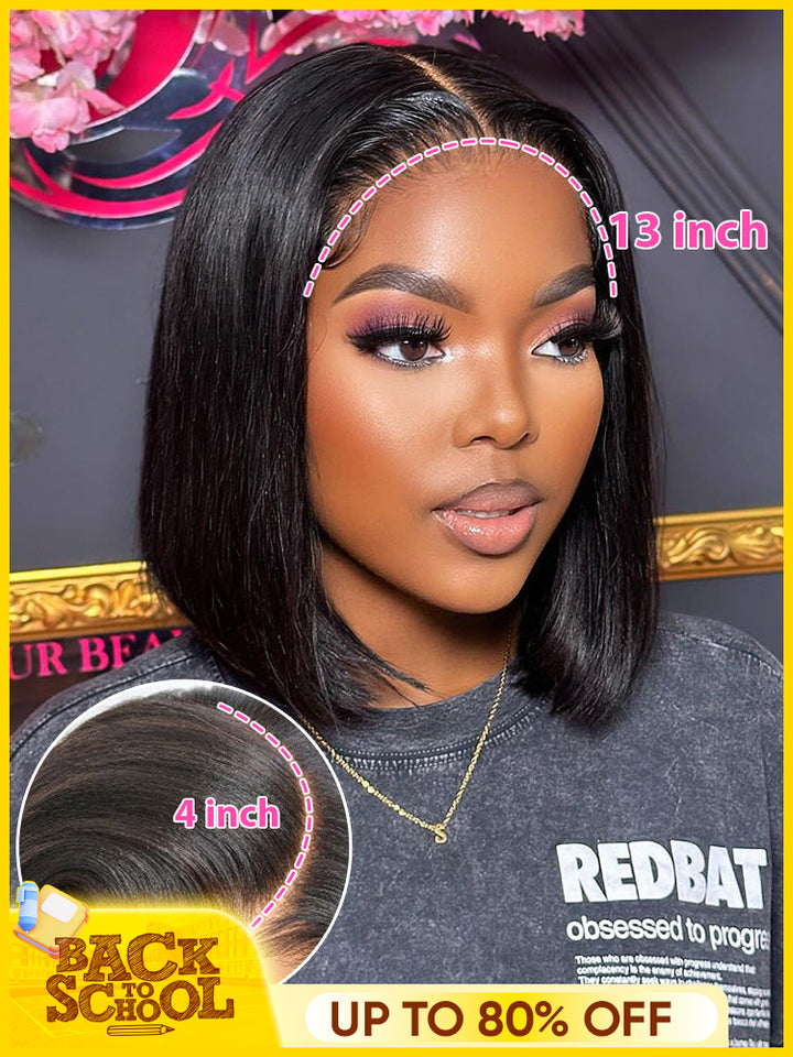 CurlyMe Blunt Cut 13x4 Lace Bob Wigs Short Straight Human Hair Summer Style