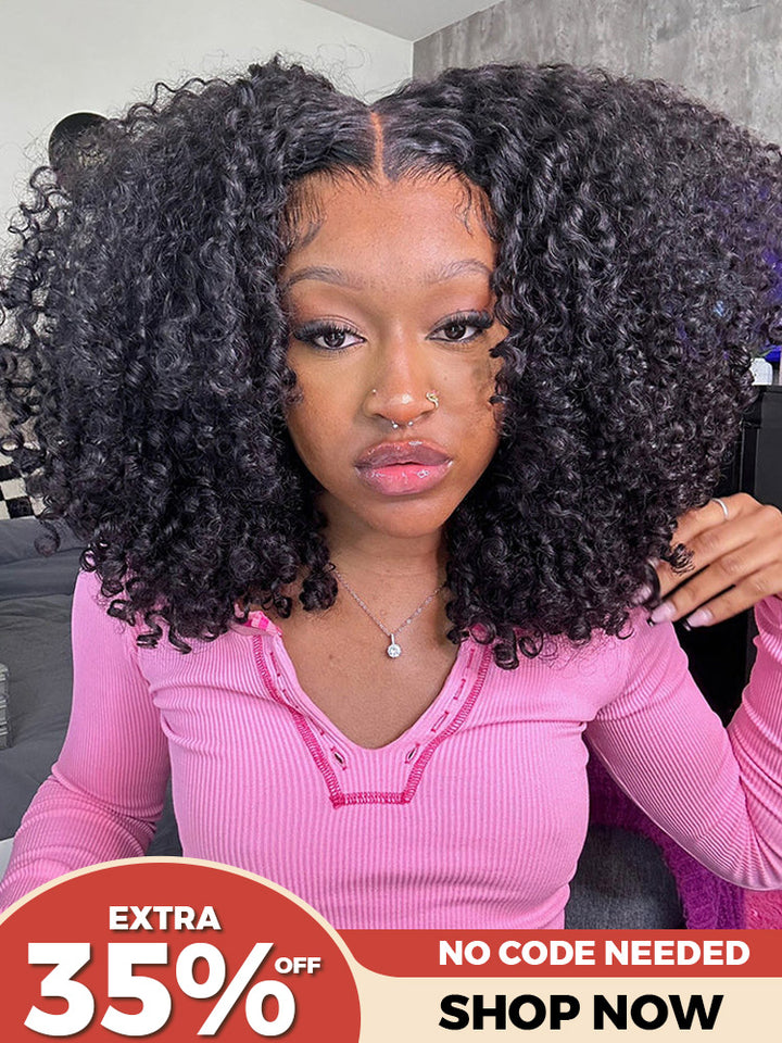 [Clearance Sale] Pre-cut 9x6 Lace M-cap Wear Go Glueless Mini Knots Kinky Curly Hair HD Lace Front Wig Pre-plucked