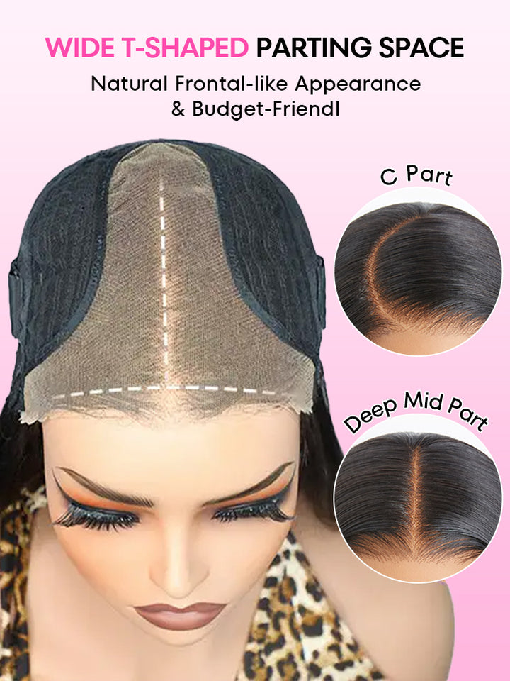 CurlyMe Highlight Balayage Color Body Wave 9x6 T Part Glueless Wig Pre-cut Lace Wear Go Wig