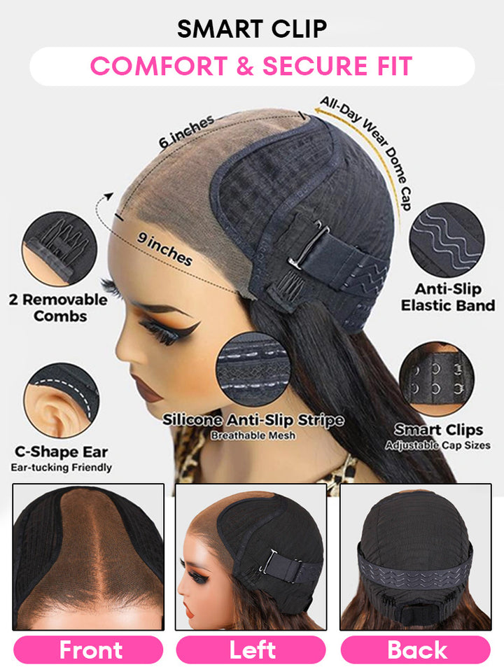 CurlyMe Highlight Balayage Color Body Wave 9x6 T Part Glueless Wig Pre-cut Lace Wear Go Wig