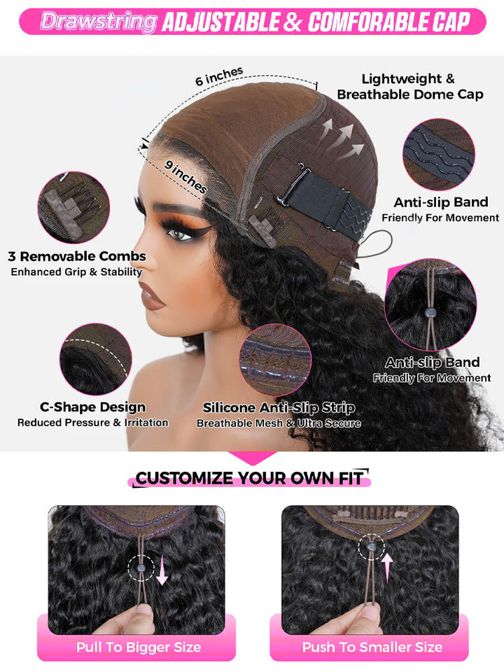 CurlyMe Bleached Knots 9x6 Burmese Curly Wear Go Glueless Wig Pre-Cut HD Lace Beginner Friendly