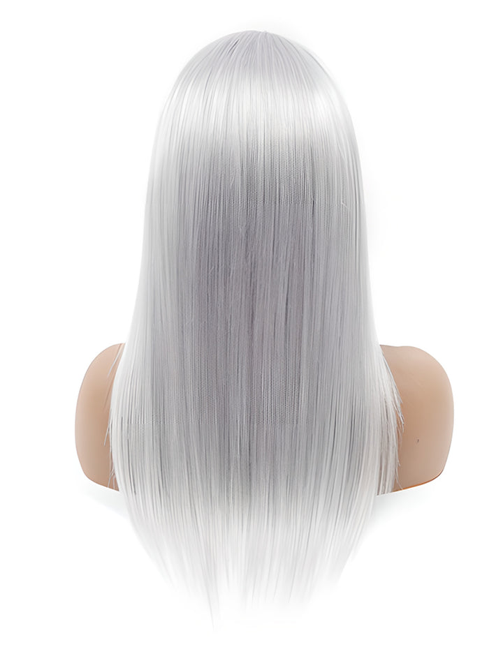 CurlyMe Ash Gray Straight Human Hair 13x4 Lace Front Wigs Silver Hair Colored Lace Wigs