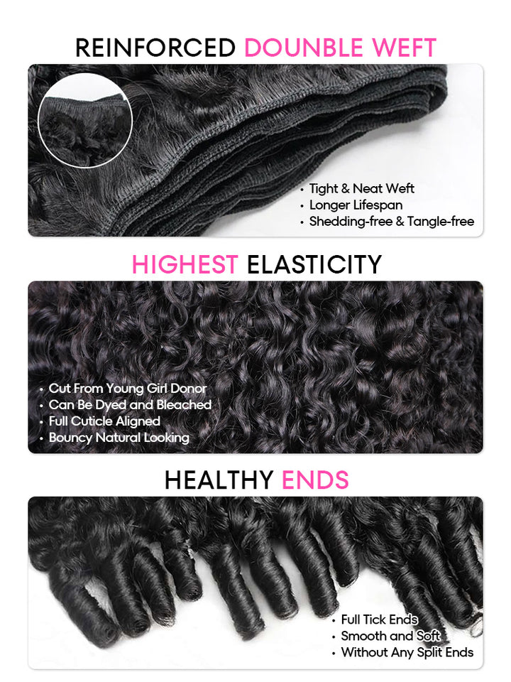 Burmese Curly Natural Black Hair Bundles 1/3/4Pcs | Hair Extensions