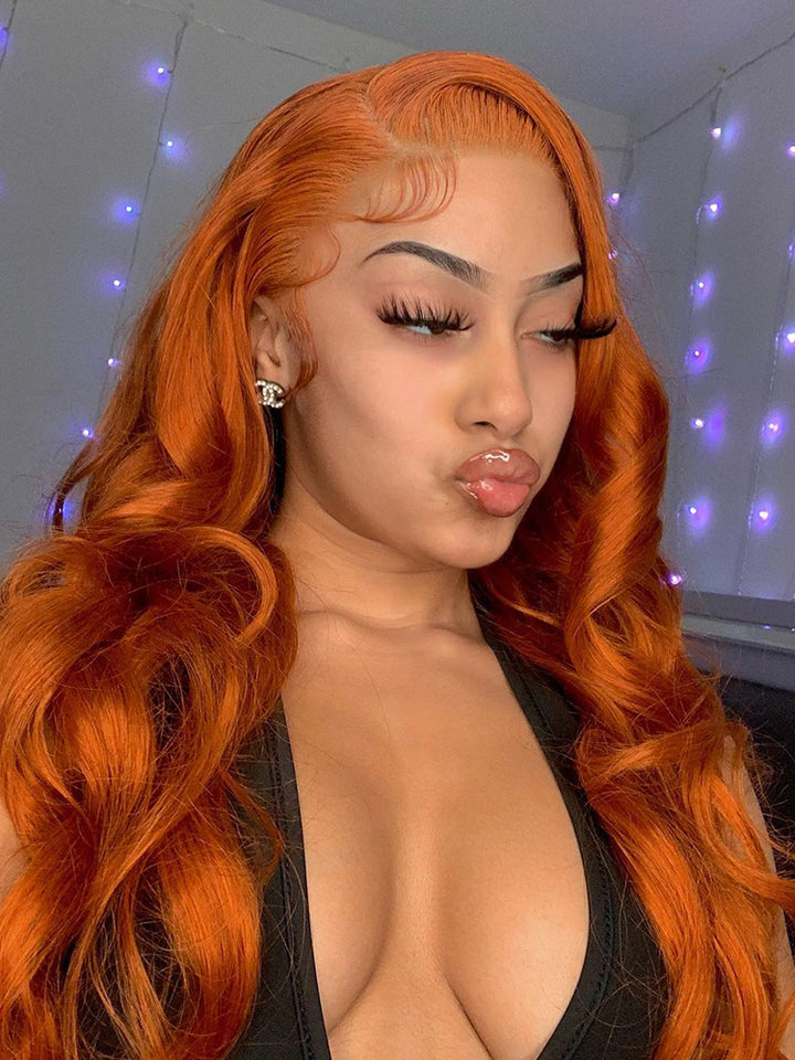 urlyMe Body Wave Ginger Human Hair 13x4 Lace Front Wigs Remy Hair