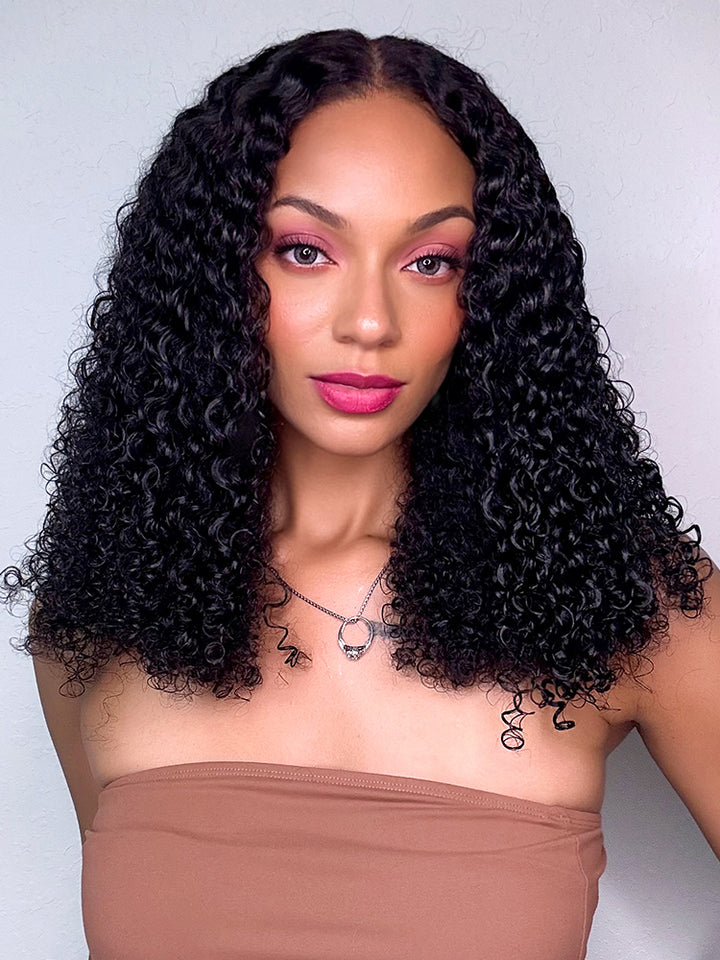 CurlyMe Pre-bleached Kinky Curly 7x5 Pre-cut HD Lace Wear Go Glueless Wig