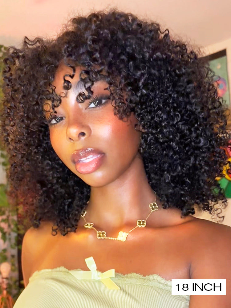 curly glueless lace front wig