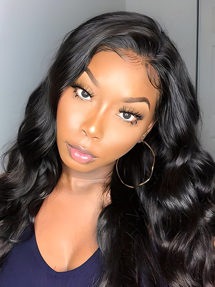 CurlyMe Body Wave Hair Gorgeous Lace Closure Wig Pre Plucked Natural Color Curly Hair
