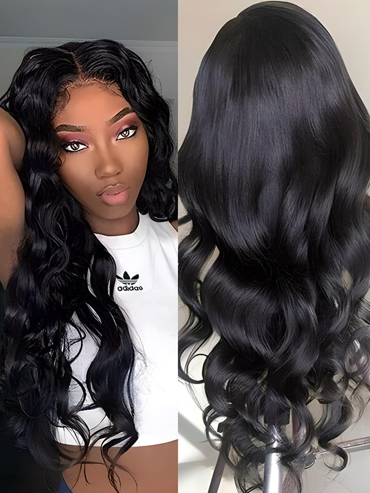 CurlyMe Body Wave Hair Full Lace Wigs Natural Color Virgin Hair Pre Plucked Wigs