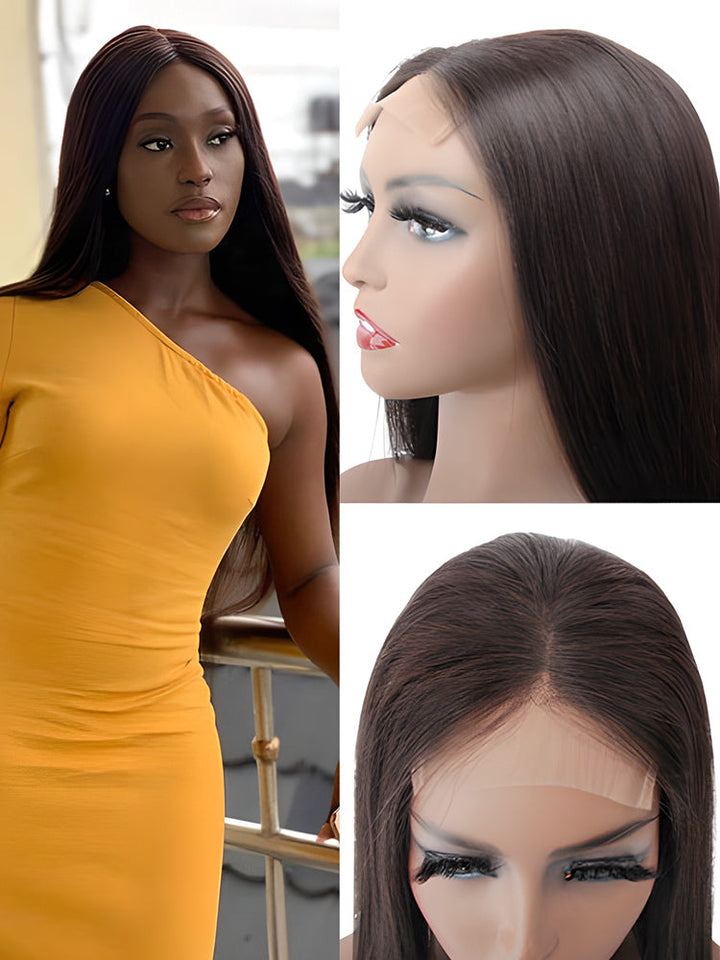 CurlyMe Hot Straight Hair Pre Plucked Swiss Lace Closure Wig With Baby Hair For Women