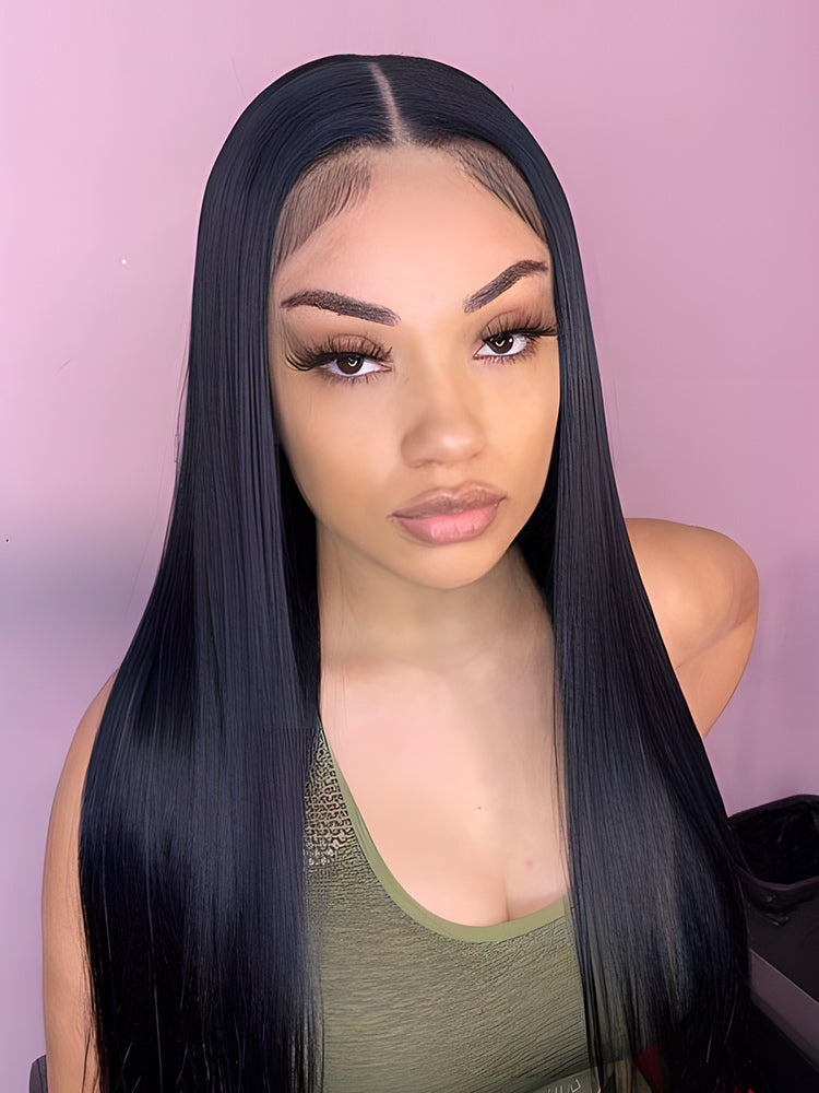 Klarna Wigs Hot Straight Hair Pre Plucked Swiss Lace Closure Wig With Baby Hair