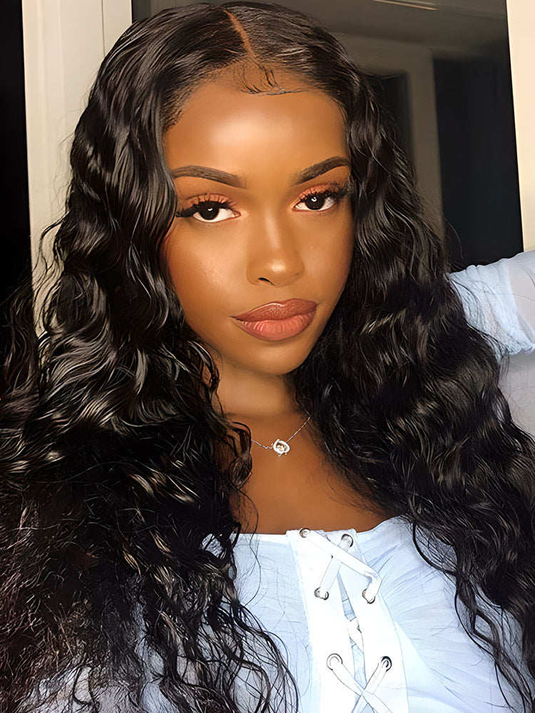 Loose Deep Wave Hair Swiss HD Lace Closure Wigs Pre Plucked Natural ...