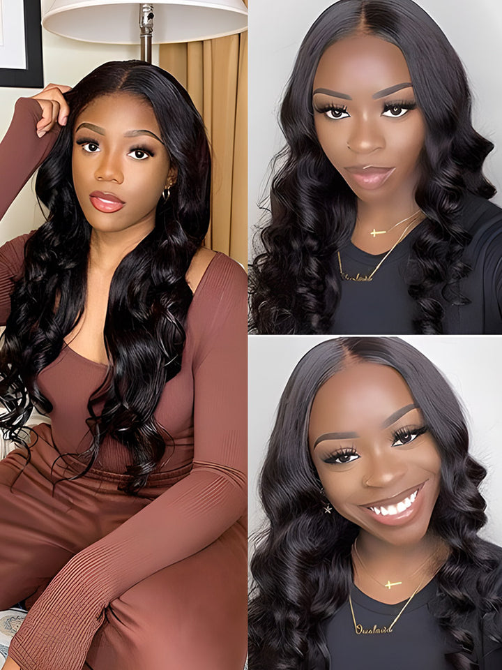 CurlyMe Loose Wave Hair 13x4 Swiss HD Lace Front Wigs Pre Plucked With Baby Hair