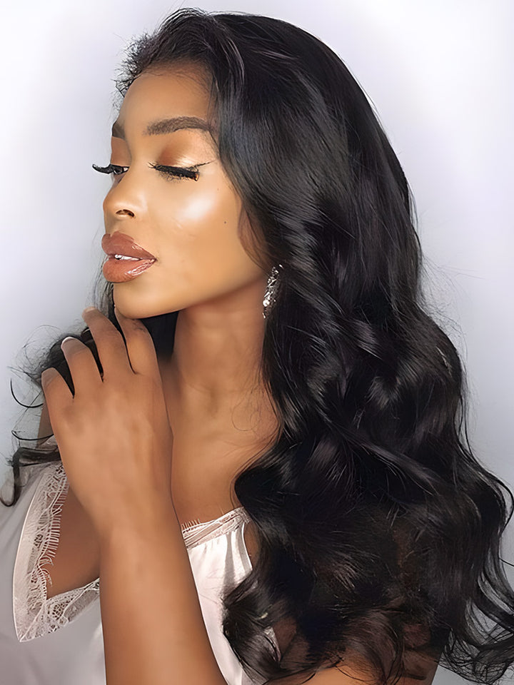 CurlyMe Loose Wave Hair 13x4 Swiss HD Lace Front Wigs Pre Plucked With Baby Hair