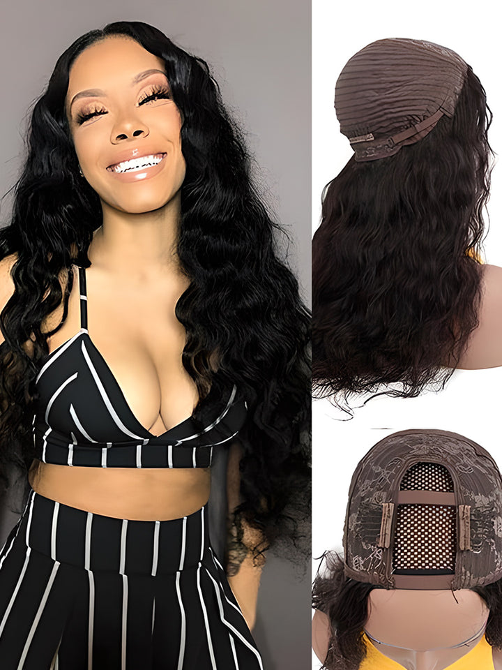 CurlyMe Loose Wave Hair 180% Density Human Hair U part Wig Affordable Glueless No Lace Wig