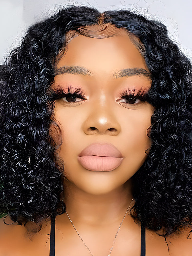 Black Kinky Curly 4x4 Lace Closure Wigs HD Lace Wigs Pre Plucked