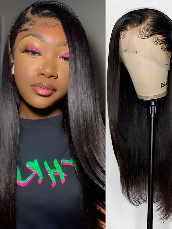 CurlyMe Straight Hair 360 Lace Wigs Virgin Human Hair Wigs Pre Plucked