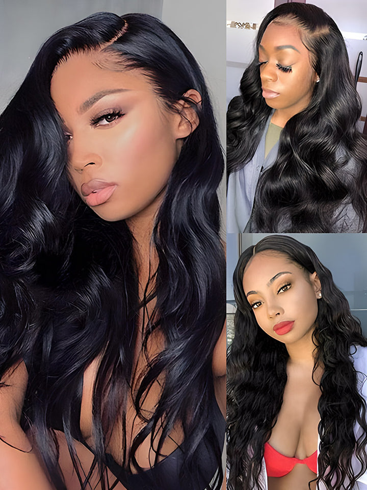 CurlyMe U part Wig 180% Density Body Wave Hair Glueless No Lace Human Hair Wigs