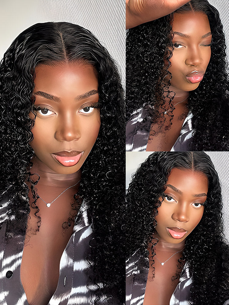 Black Kinky Curly 4x4 Lace Closure Wigs HD Lace Wigs Pre Plucked
