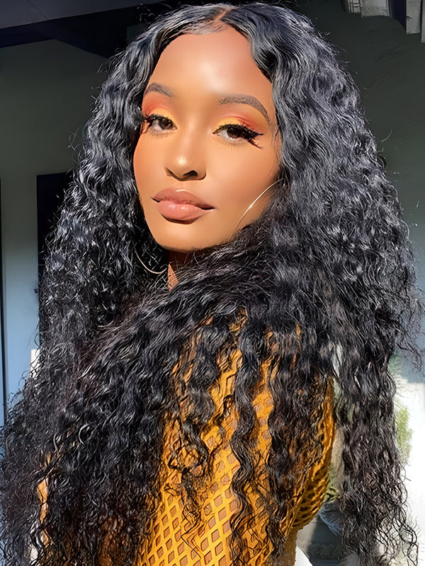 Perruques bon marché Water Wave Hair T Part HD Lace Front Wigs Human Hair
