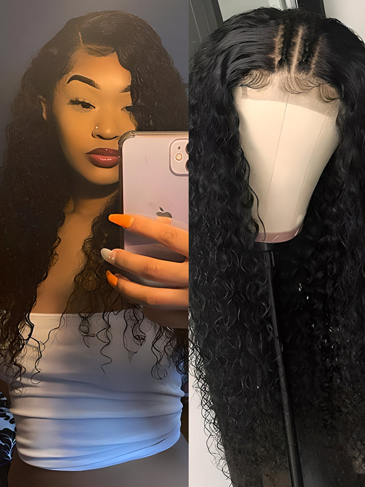 CurlyMe Water Wave Lace Closure Wig Pre Plucked With Baby Hair For Women