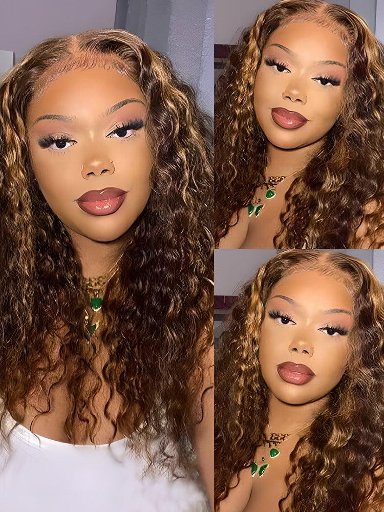 Baddie Wigs Highlights Ombre Deep Wave Hair 13x4 Lace Front Wigs