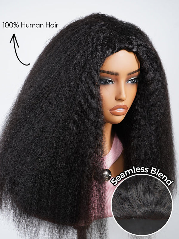 CurlyMe 3 In 1 Half Wig Kinky Straight Glueless Install Half Wig With Draw-string Beginner Friendly