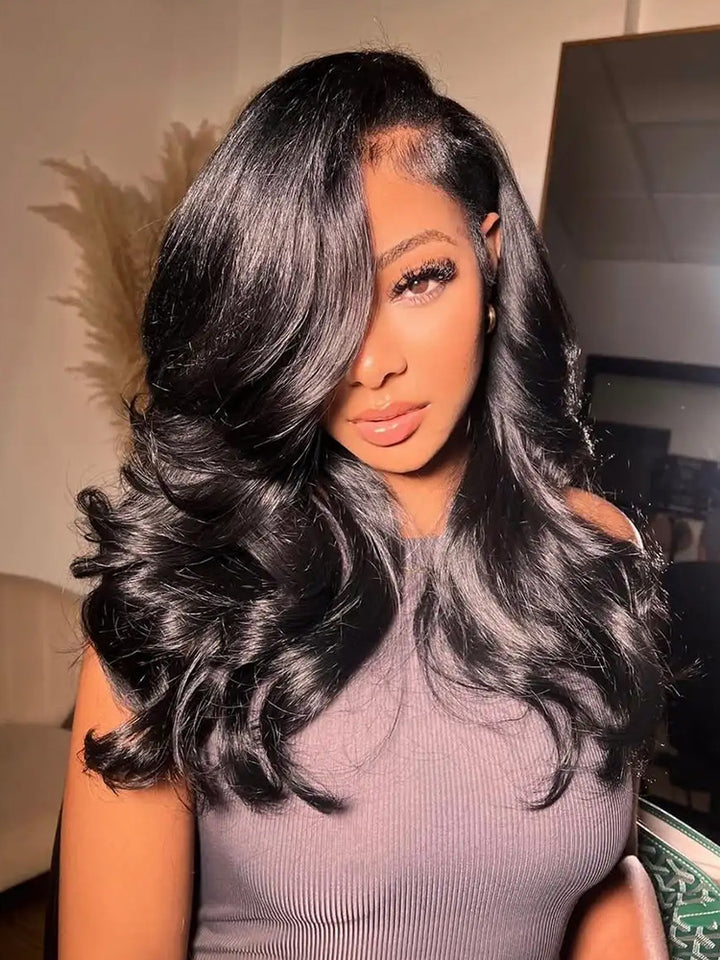 CurlyMe Bleached Knots 250% Density C Part 9x6 Body Wave Wear Go Glueless Wig With Baby Hair