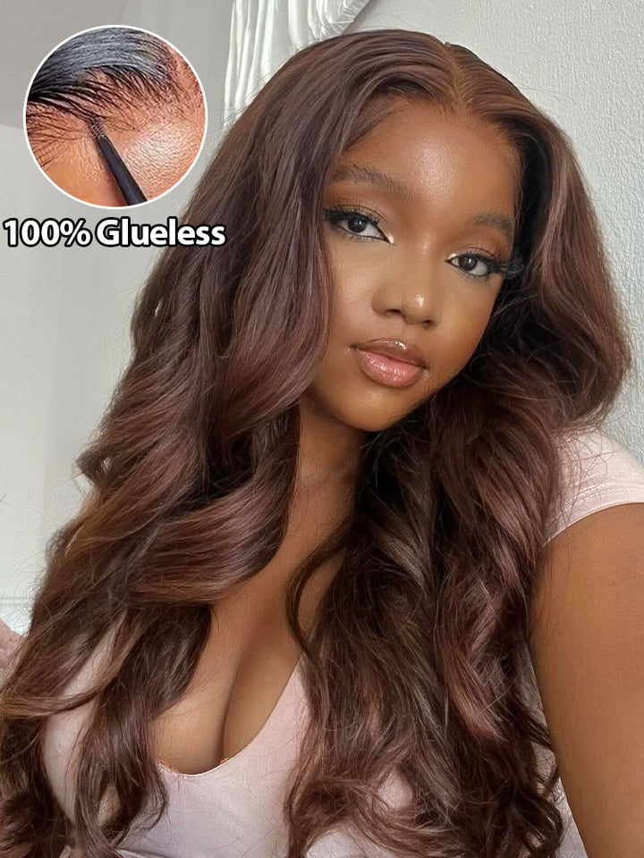 CurlyMe Layered Cut Mocha Mousse Straight Hair 7x5 Pre-Cut Swiss Lace Wear Go Glueless Wigs