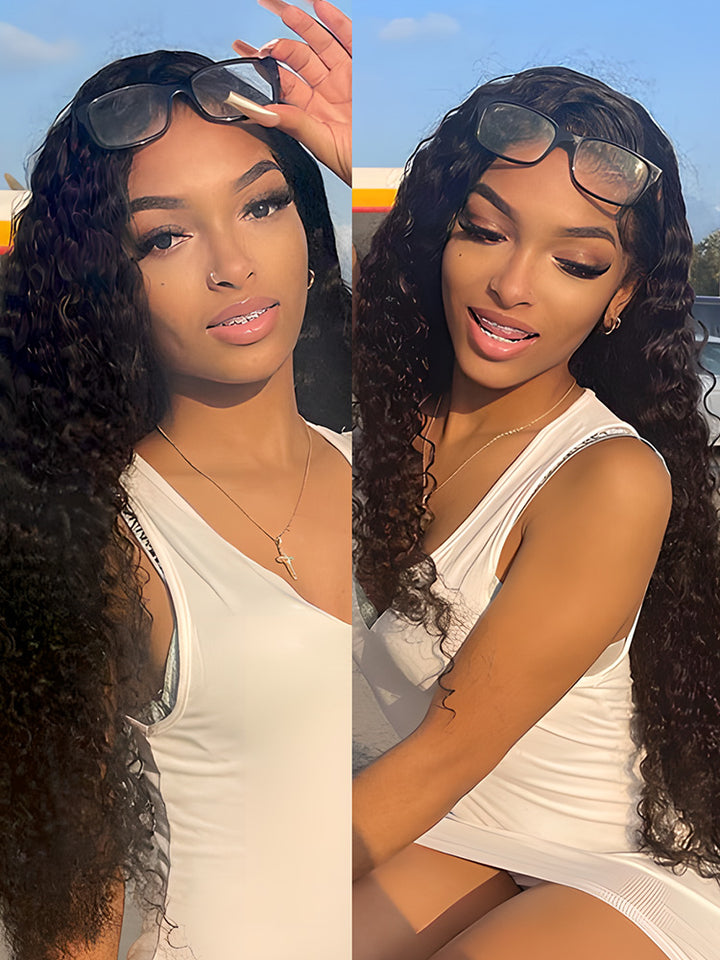 CurlyMe Hot Curly Deep Wave HD Lace/Transparent Lace Frontal Wigs